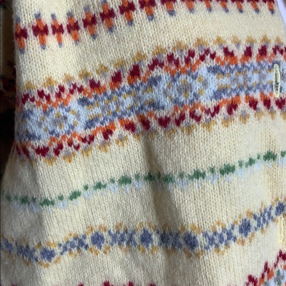 VTG Yellow Fair Isle Print Gap Lambswool Sweater M - Picture 3 of 8